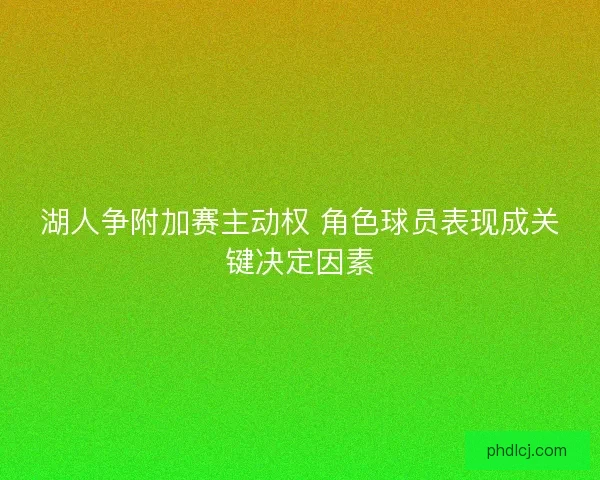 湖人争附加赛主动权 角色球员表现成关键决定因素